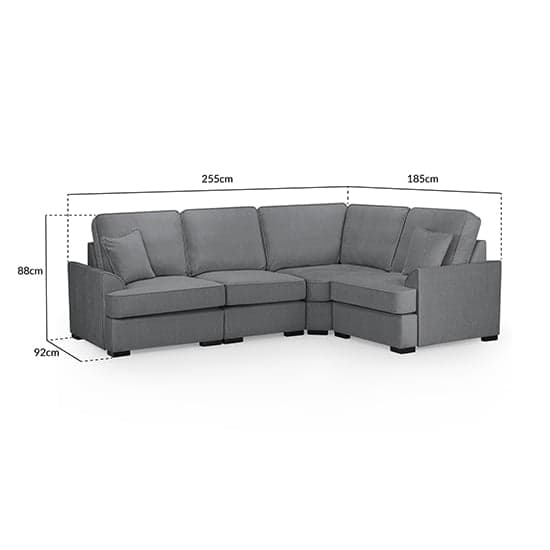 Frisco Fabric Right Hand Corner Sofa In Grey With Wooden Feets_5