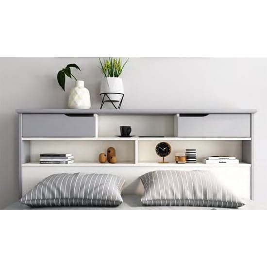 Frisco Wooden King Size Bed With Shelves In Grey And White_2