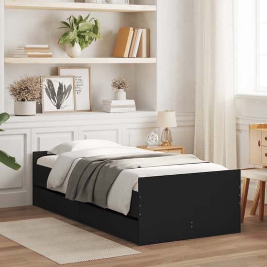 Frisco Wooden Single Bed With Drawers In Black_1