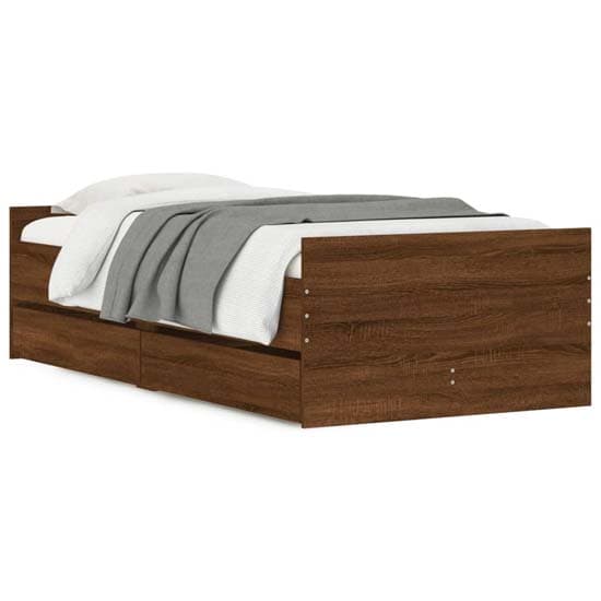 Frisco Wooden Single Bed With Drawers In Brown Oak_2