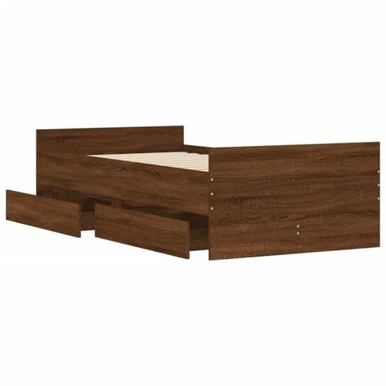 Frisco Wooden Single Bed With Drawers In Brown Oak_4
