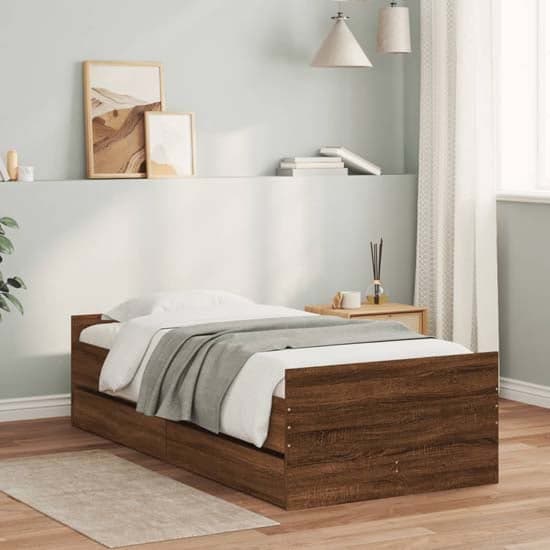 Frisco Wooden Single Bed With Drawers In Brown Oak_1