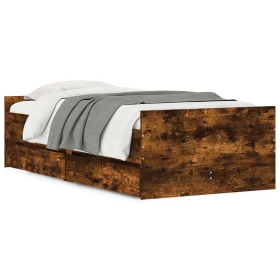 Frisco Wooden Single Bed With Drawers In Smoked Oak_2