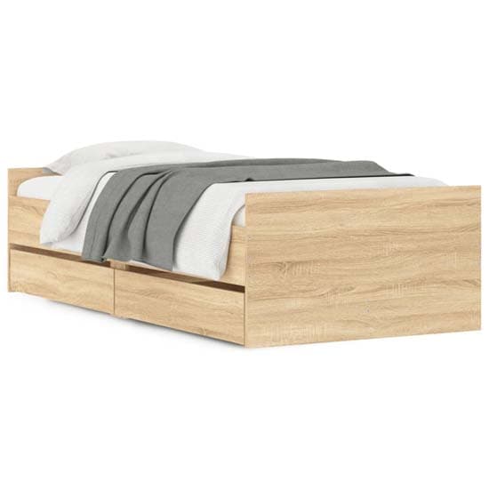 Frisco Wooden Single Bed With Drawers In Sonoma Oak_2