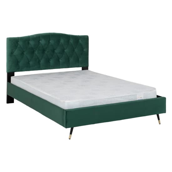 Frisco Velvet Fabric Double Bed In Green_2