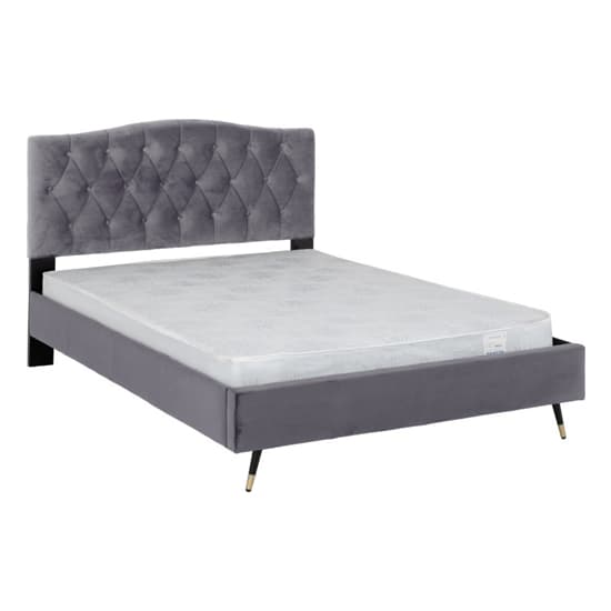 Frisco Velvet Fabric Double Bed In Grey_2