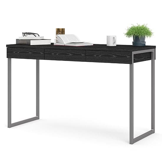 Frosk Computer Desk With 3 Drawers In Black And Metal Legs_2