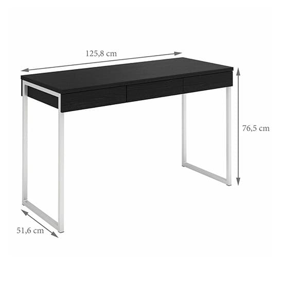 Frosk Computer Desk With 3 Drawers In Black And Metal Legs_6