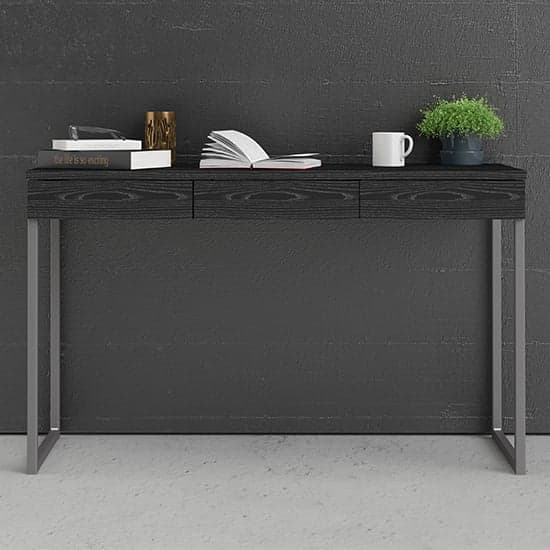 Frosk Computer Desk With 3 Drawers In Black And Metal Legs_1