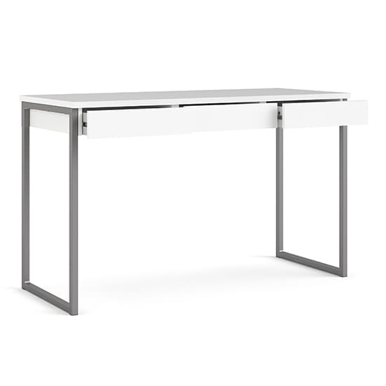 Frosk Computer Desk With 3 Drawers In White And Metal Legs_3