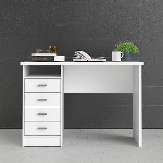 Frosk Wooden Computer Desk With 4 Drawers In White_1