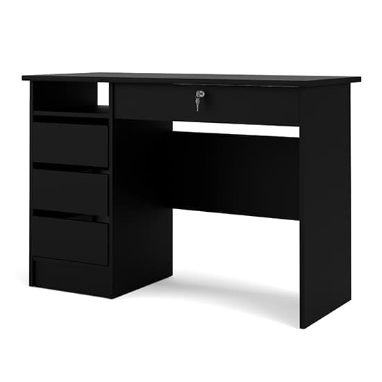 Frosk Wooden Computer Desk With 4 Handle Free Drawers In Black_4