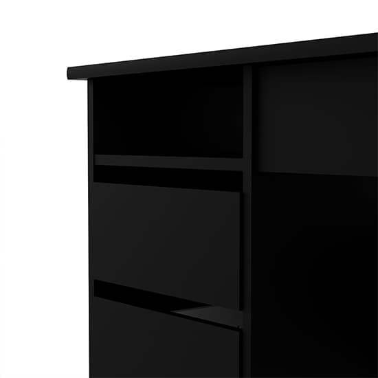 Frosk Wooden Computer Desk With 4 Handle Free Drawers In Black_5