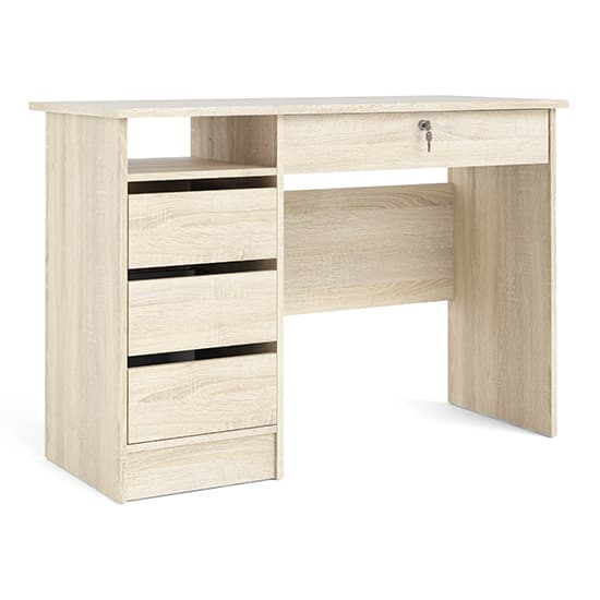Frosk Wooden Computer Desk With 4 Handle Free Drawers In Oak_3
