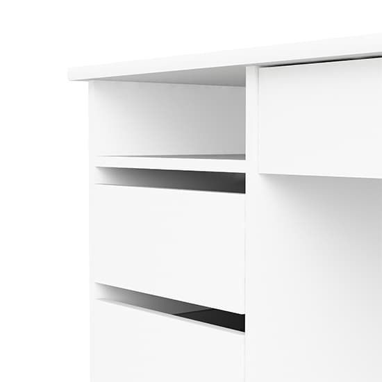 Frosk Wooden Computer Desk With 4 Handle Free Drawers In White_5