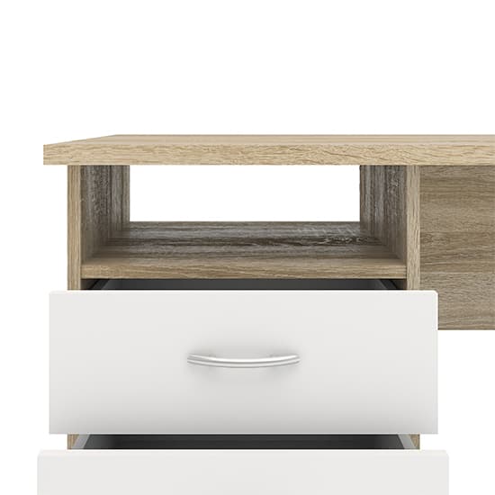 Frosk Wooden Computer Desk In Oak With 3 White Drawers_5
