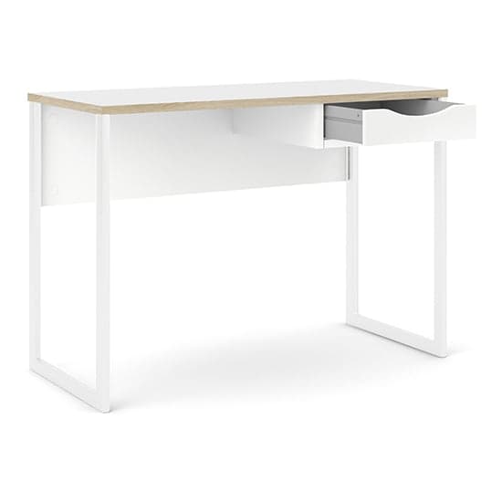 Frosk Wooden Computer Desk In White With Oak Trim_3