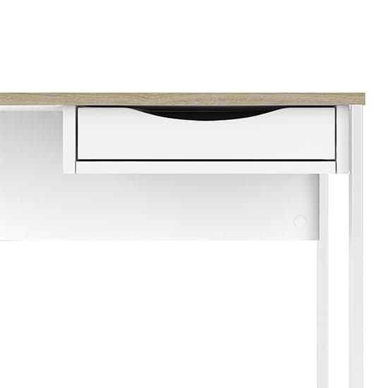 Frosk Wooden Computer Desk In White With Oak Trim_4