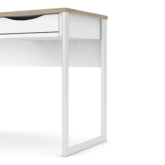 Frosk Wooden Computer Desk In White With Oak Trim_5