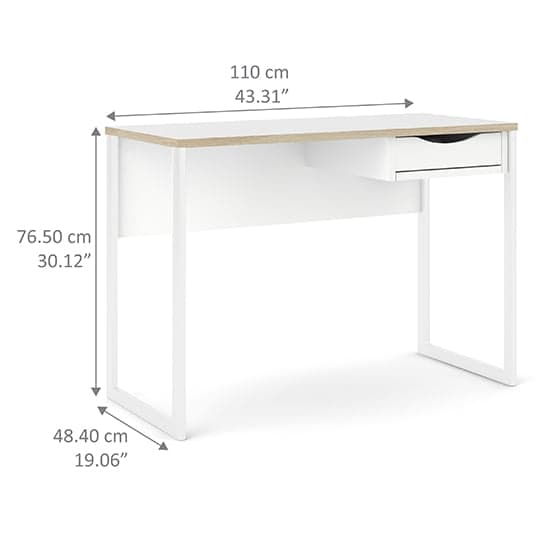 Frosk Wooden Computer Desk In White With Oak Trim_6