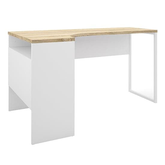 Frosk Corner 2 Drawers Computer Desk In White And Oak_2