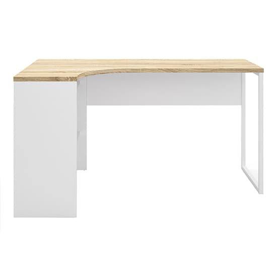 Frosk Corner 2 Drawers Computer Desk In White And Oak_3