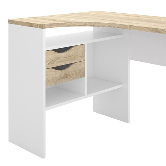 Frosk Corner 2 Drawers Computer Desk In White And Oak_4