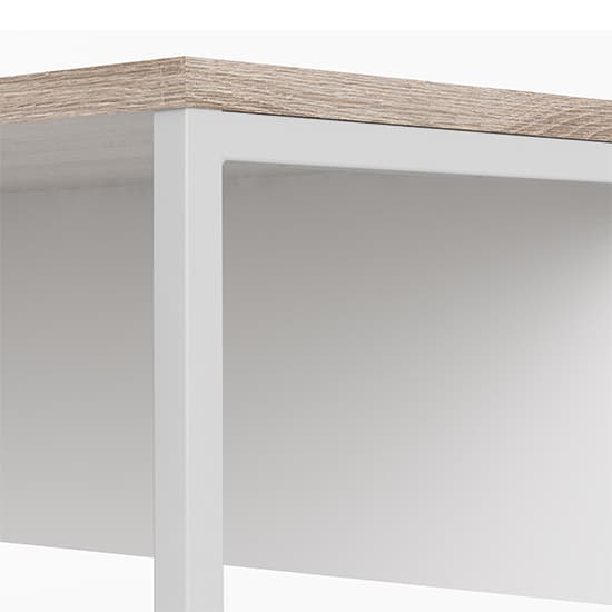 Frosk Corner Computer Desk 2 Drawers In White And Truffle Oak_7
