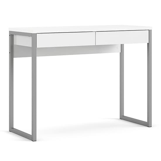 Frosk High Gloss 2 Drawers Computer Desk In White_3