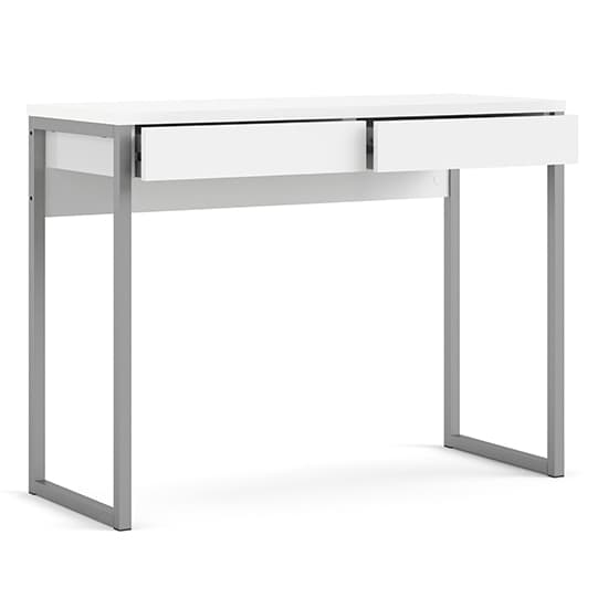 Frosk High Gloss 2 Drawers Computer Desk In White_4