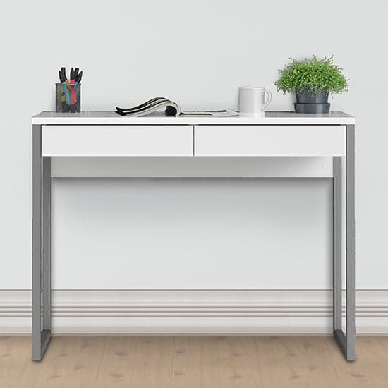 Frosk High Gloss 2 Drawers Computer Desk In White_1