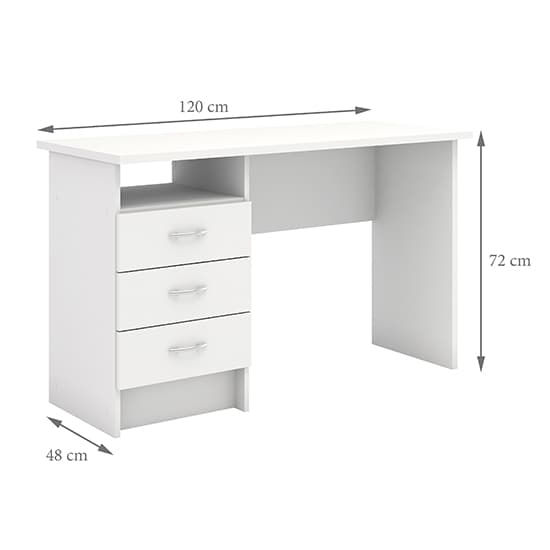Frosk Wooden 3 Drawers Computer Desk In White_4