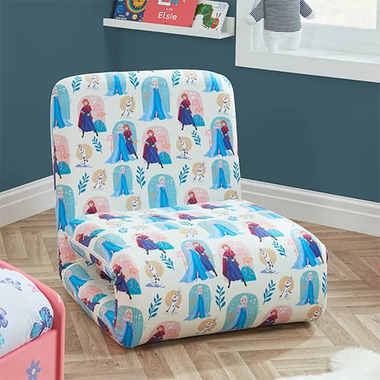 Frozen Fold Out Childrens Fabric Bed Chair In Multi-Colour_1