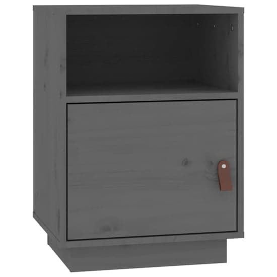 Fruma Pine Wood Bedside Cabinet With 1 Door In Grey_3