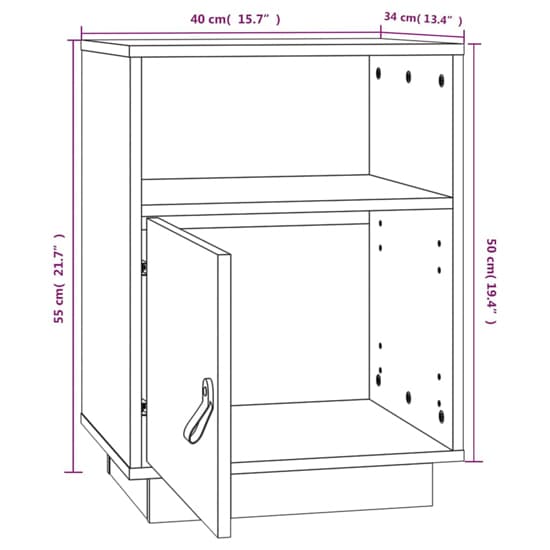 Fruma Pine Wood Bedside Cabinet With 1 Door In Grey_6