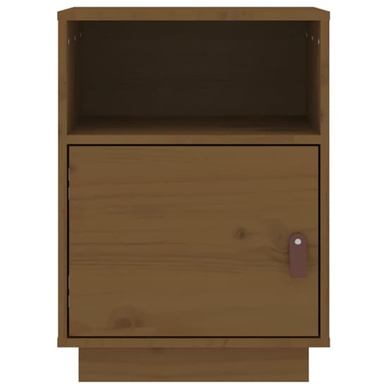 Fruma Pine Wood Bedside Cabinet With 1 Door In Honey Brown_4