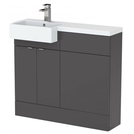 Fuji 100cm Left Handed Vanity With Square Basin In Gloss Grey_1