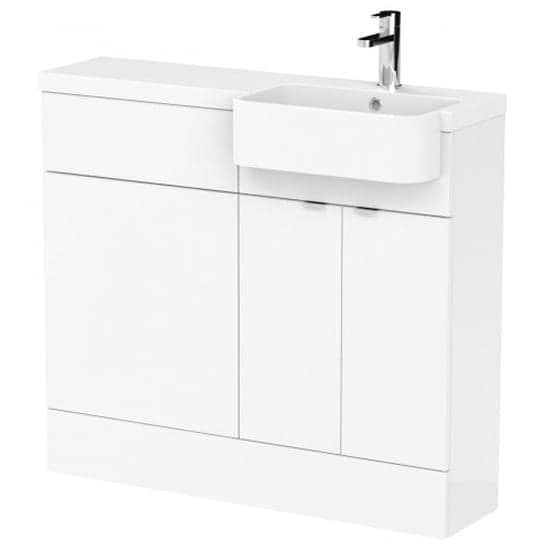 Fuji 100cm Right Handed Vanity With Round Basin In Gloss White