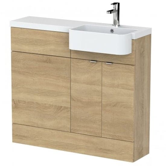 Fuji 100cm Right Handed Vanity With Round Basin In Natural Oak_1