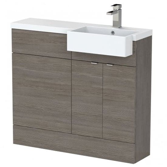 Fuji 100cm Right Handed Vanity With Square Basin In Brown Grey
