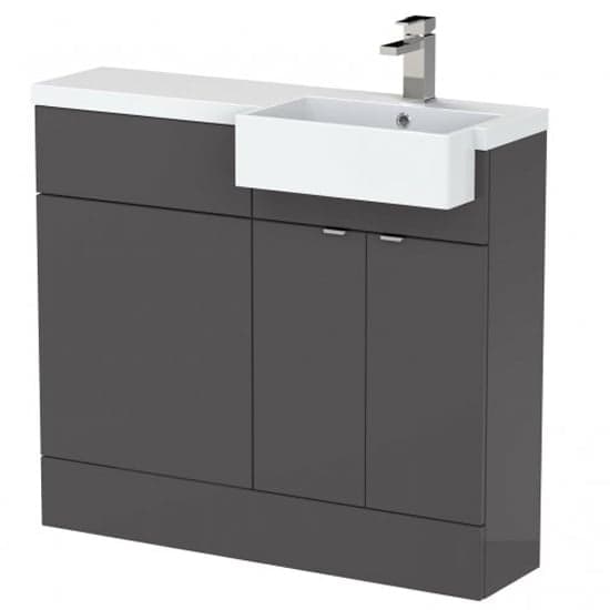 Fuji 100cm Right Handed Vanity With Square Basin In Gloss Grey_1