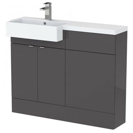 Fuji 110cm Left Handed Vanity With Square Basin In Gloss Grey_1