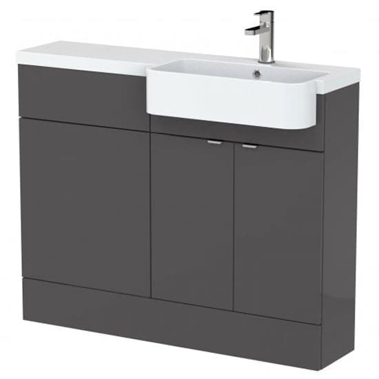 Fuji 110cm Right Handed Vanity With Round Basin In Gloss Grey_1