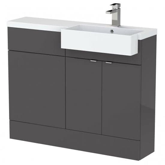 Fuji 110cm Right Handed Vanity With Square Basin In Gloss Grey_1