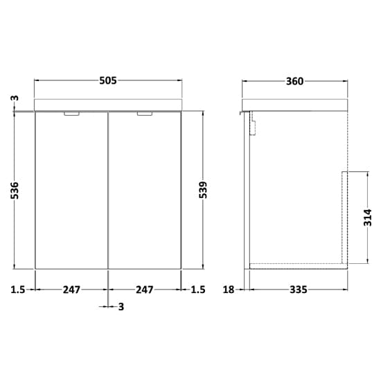 Fuji 50cm 2 Doors Wall Vanity With Basin 1 In Brown Grey Avola_3