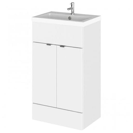 Fuji 50cm Vanity Unit With Polymarble Basin In Gloss White_1