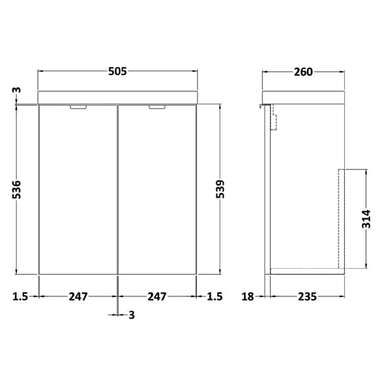 Fuji 50cm Wall Hung Vanity Unit With Basin In Brown Grey Avola_3