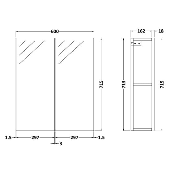 Fuji 60cm Mirrored Cabinet In Brown Grey Avola With 2 Doors_2