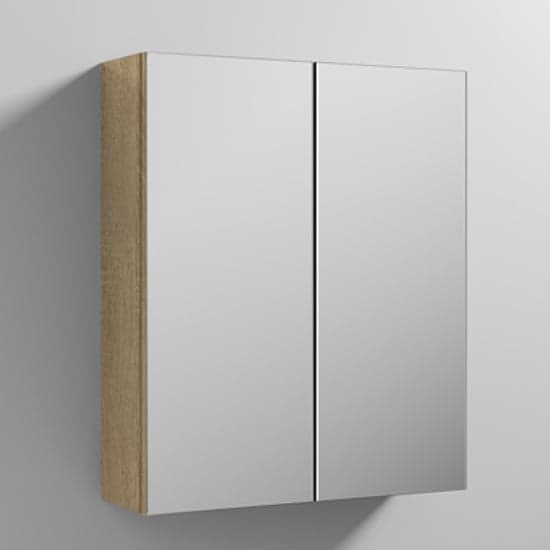 Fuji 60cm Mirrored Cabinet In Natural Oak With 2 Doors_1