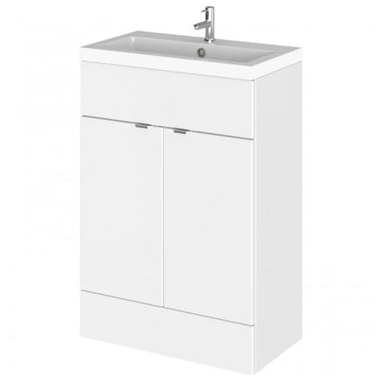 Fuji 60cm Vanity Unit With Polymarble Basin In Gloss White_1